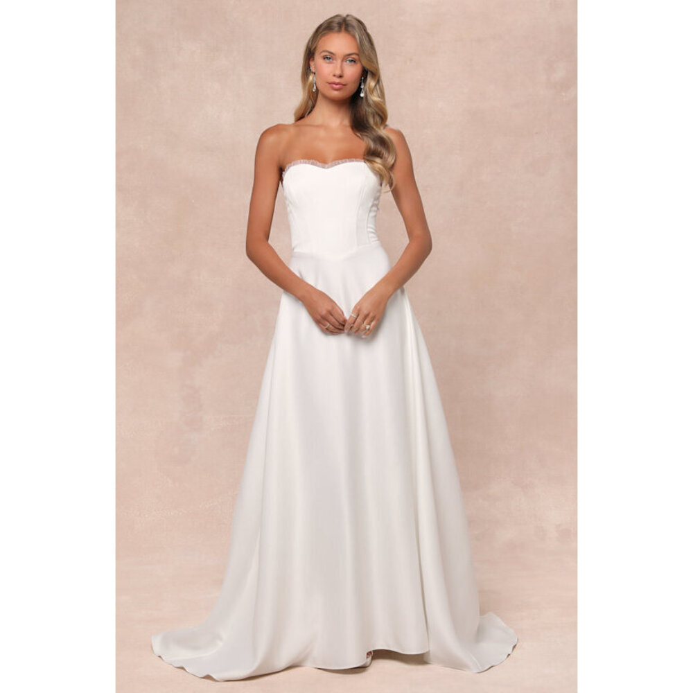 Lulus Eternal Gratitude White Floral Embroidered Strapless Maxi Dress - Size L